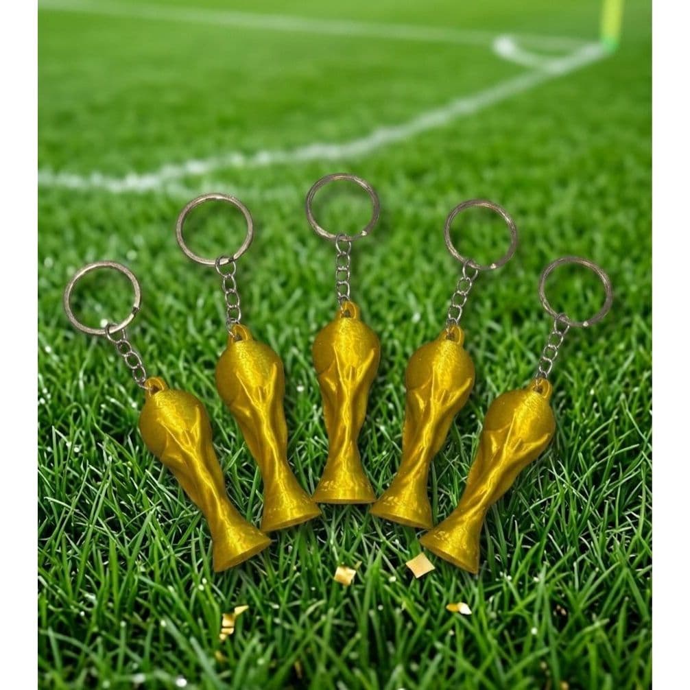 Kit chaveiro taça troféu copa do mundo 2026 dourada - cor unica - 3D