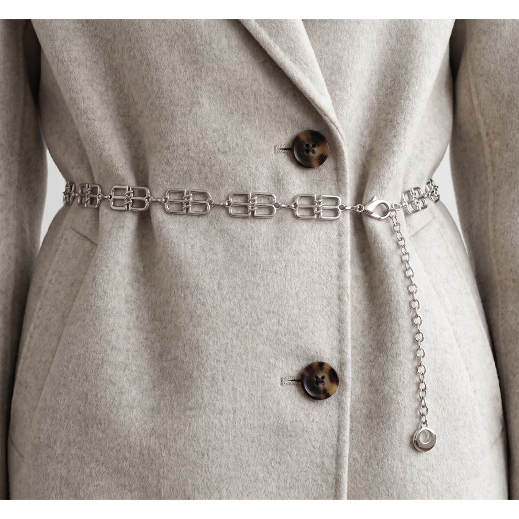 Cinto de Corrente Feminino Ajustável Cor Dourado e Prateado Versátil Estilo Casual Moda Acessório