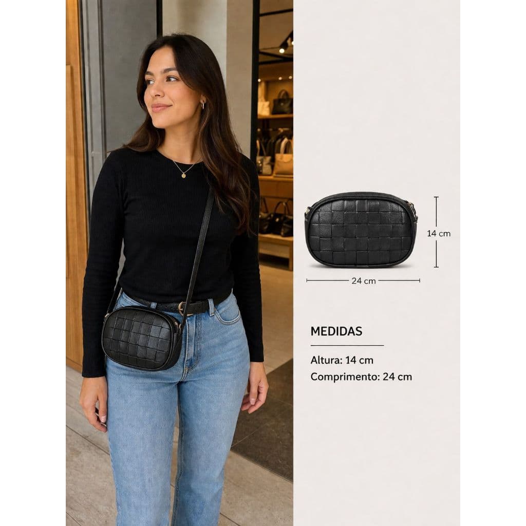 Bolsa Feminina Transversal Pequena Couro Sintético Alça Ajustável Casual Moderna