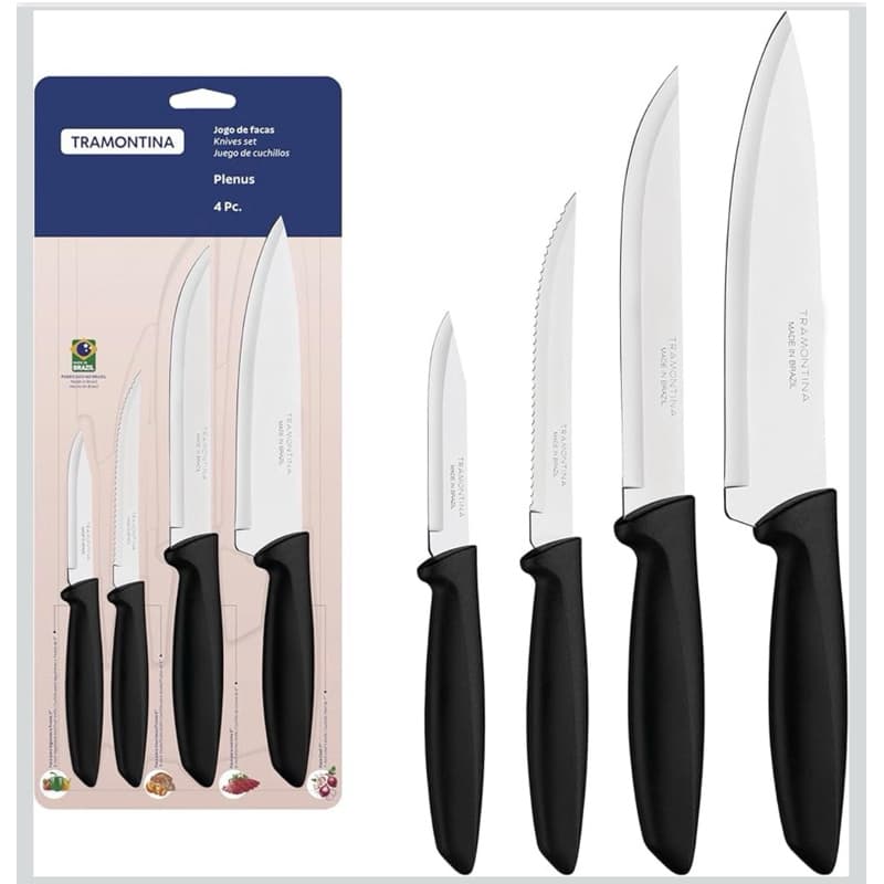 Tramontina JOGO FACAS INOX 4PC PLENUS PRE, Preto