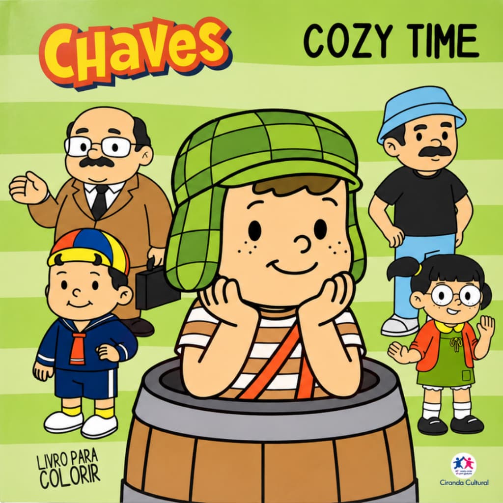 Livro de Colorir Chaves Cozy Time Infantil | 48 Páginas para Pintar e Relaxar