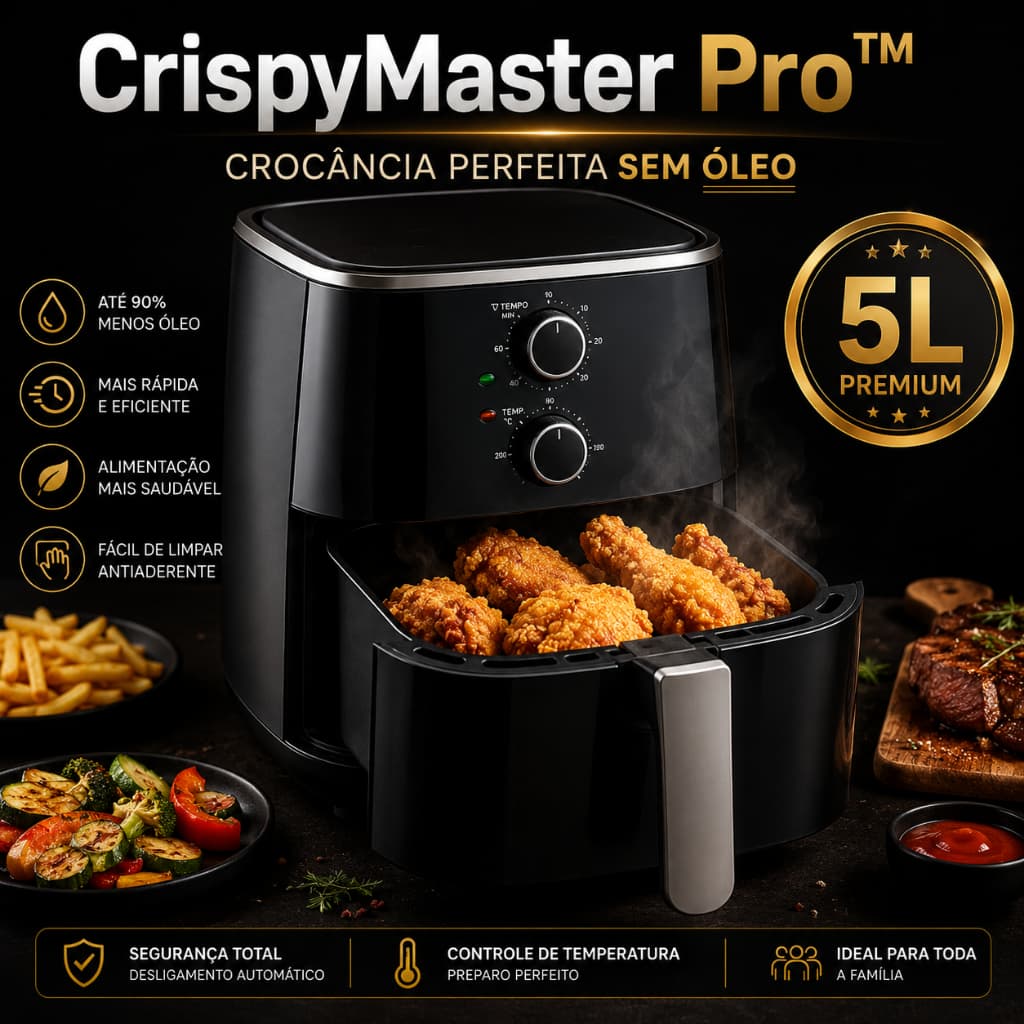 Air Fryer 5L 220V Antiaderente CrispyMaster Pro Cozinha Saudável