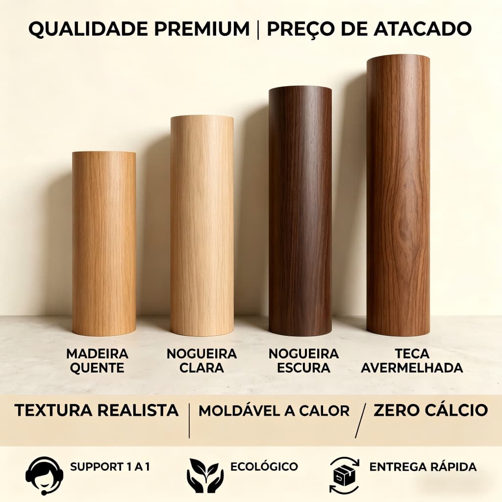 Papel Adesivo Madeira 5 Metros x 45cm para Envelopamento, Decoração de Sala, Quarto