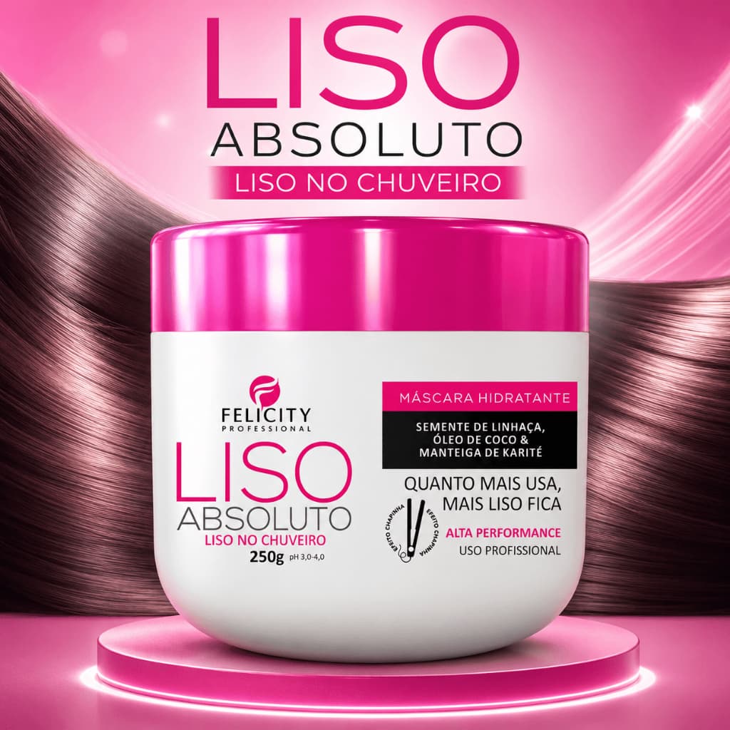 Máscara Hidratante Liso Absoluto Profissional 250g Anti Frizz Alinhamento Brilho Intenso