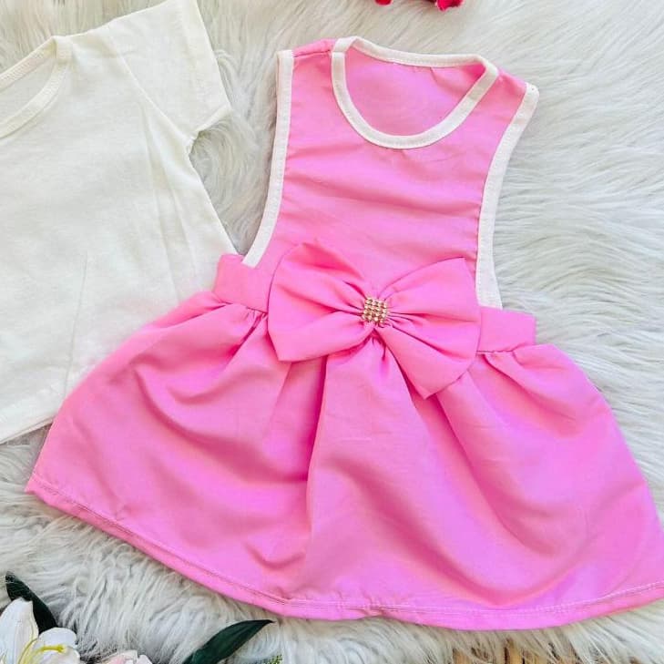 Roupa de Bebê Conjunto Vestido E Camiseta azul marinho