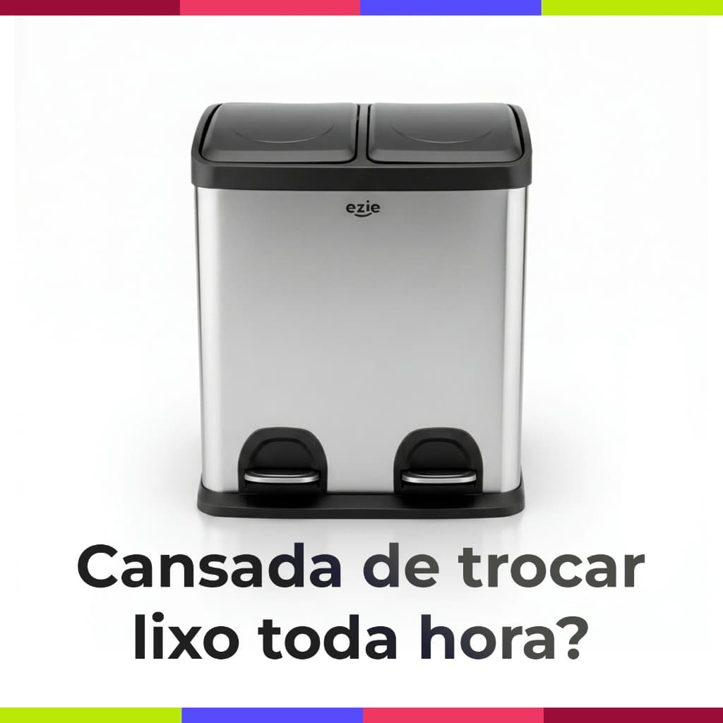 Lixeira Cozinha Inox 30L Dupla com Pedal Individual EZIE Twins Premium