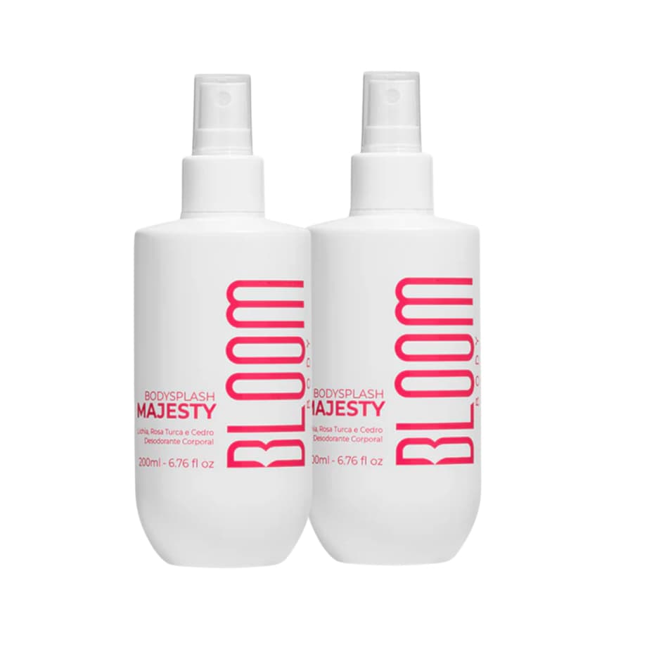 Kit 2 Body Splash Majesty Desodorante Colônia Intenso Elegante Fem Bloom 200ml