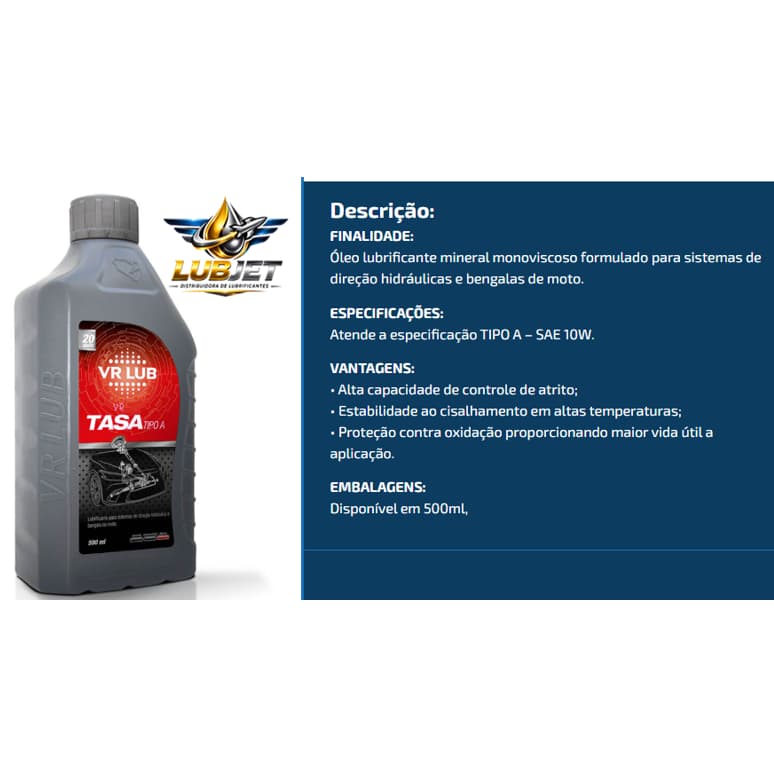 Óleo de Direção Hidráulica TASA ATF VR LUB 500ml