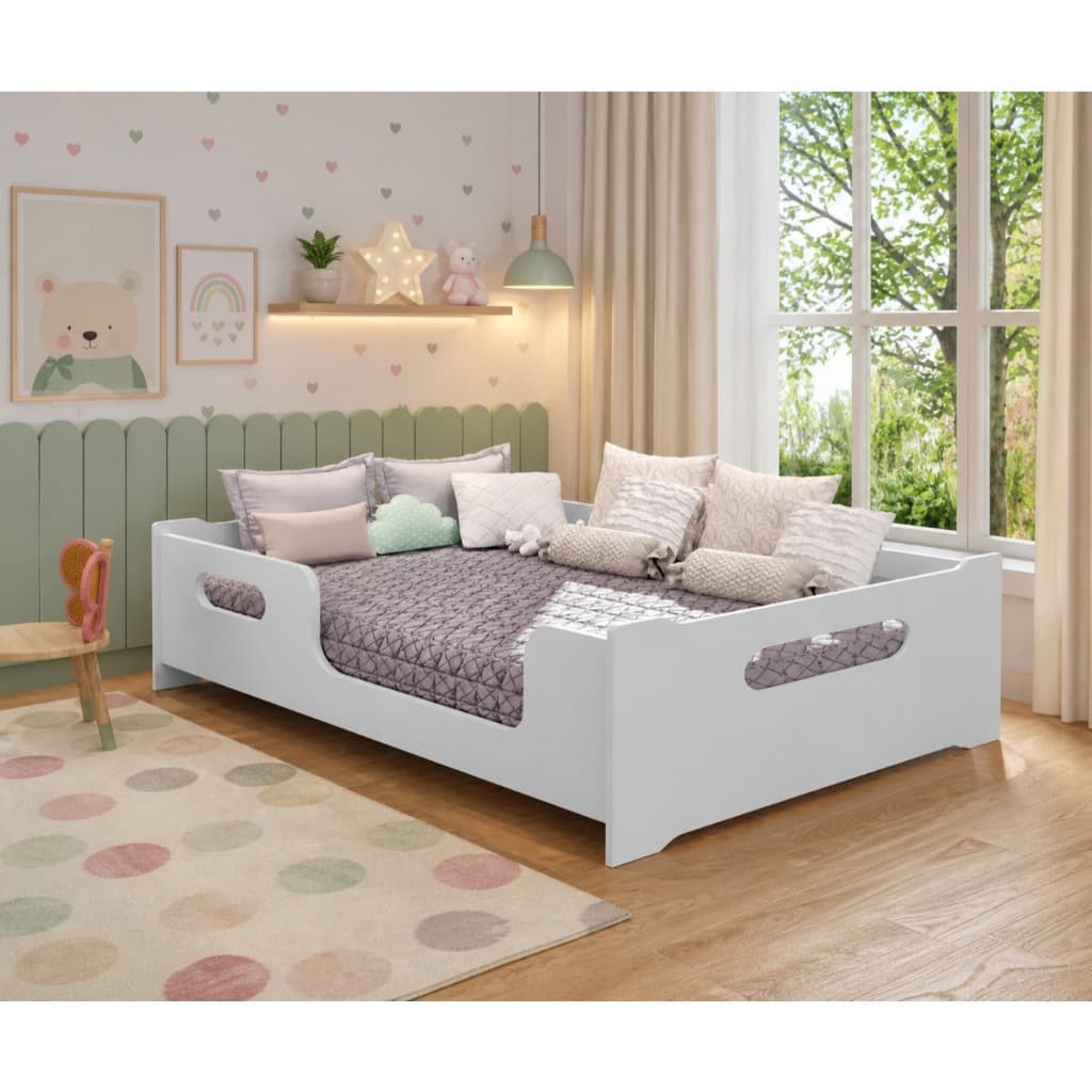 Cama Casal Estilo Montessoriana Encanto Grade Proteção Envio Rápido