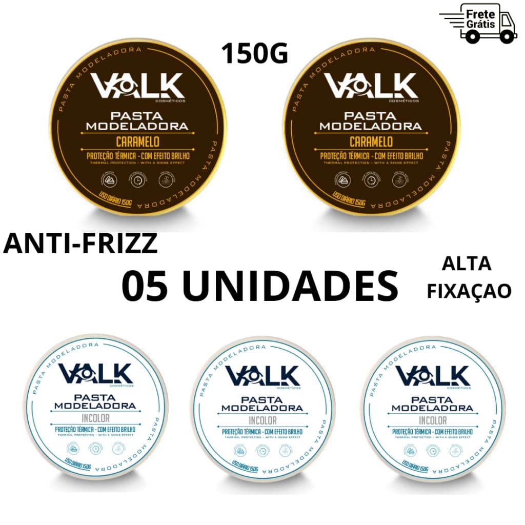 KIt 05 Pomada Modeladora Valk Varios Modelos 150g Revenda Barbearia Atacado Fixação Forte