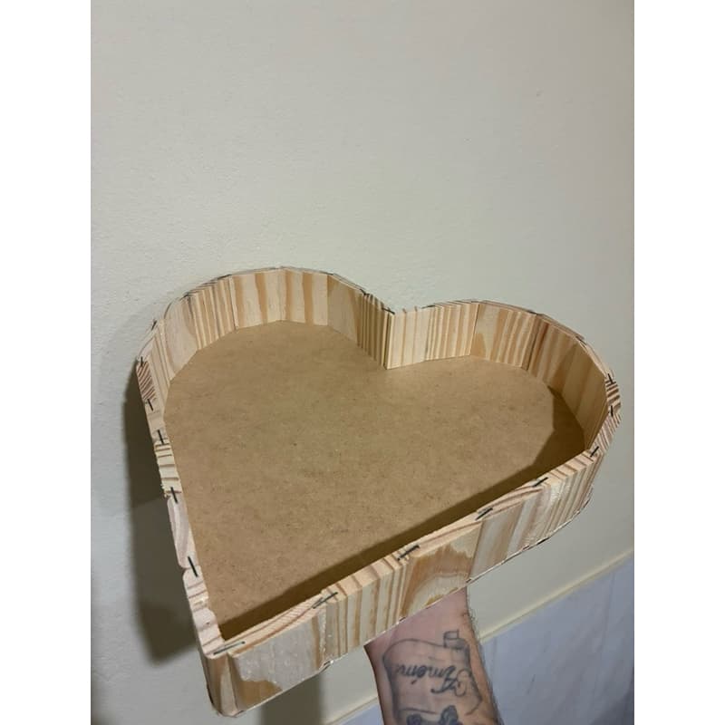 Kit 5 Coração M 30x5 Madeira pinus