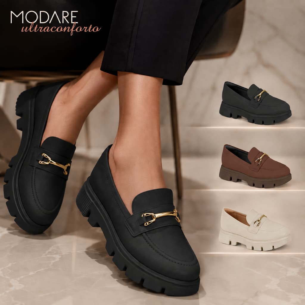 Sapato Feminino Mocassim Modare Tratorado Ortopédico Ultraconforto Macio Elegante Moda Original