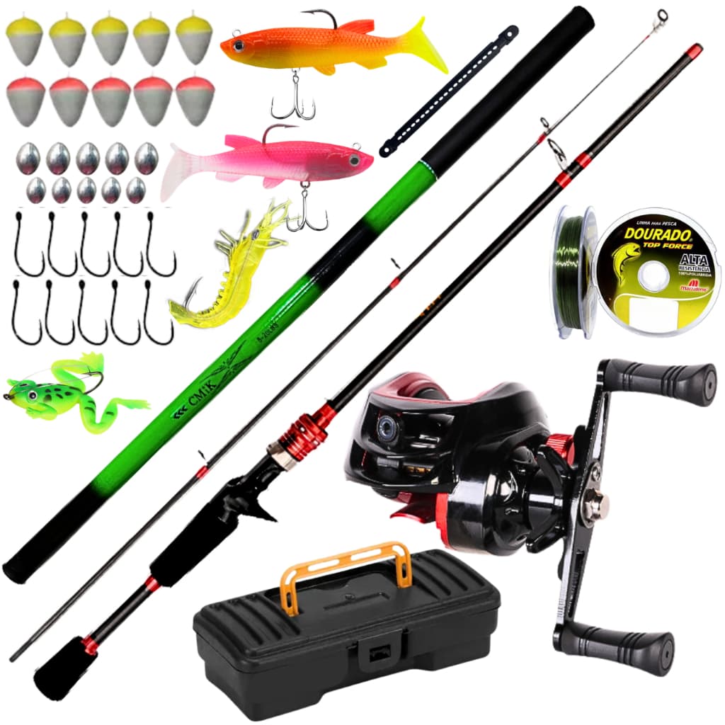 Carretilha De Pesca Anticabeleira Drag 10 Isca Artifical Vara Carbono Mão Caniço 3 metros Traira Rio