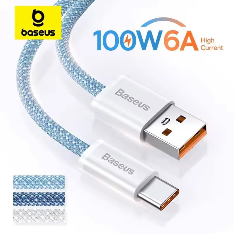 Cabo Baseus 100W USB/Tipo-C - IPhone 15,16,17, Todos Celulares, Computador, Macbook, PD3.0 - Original