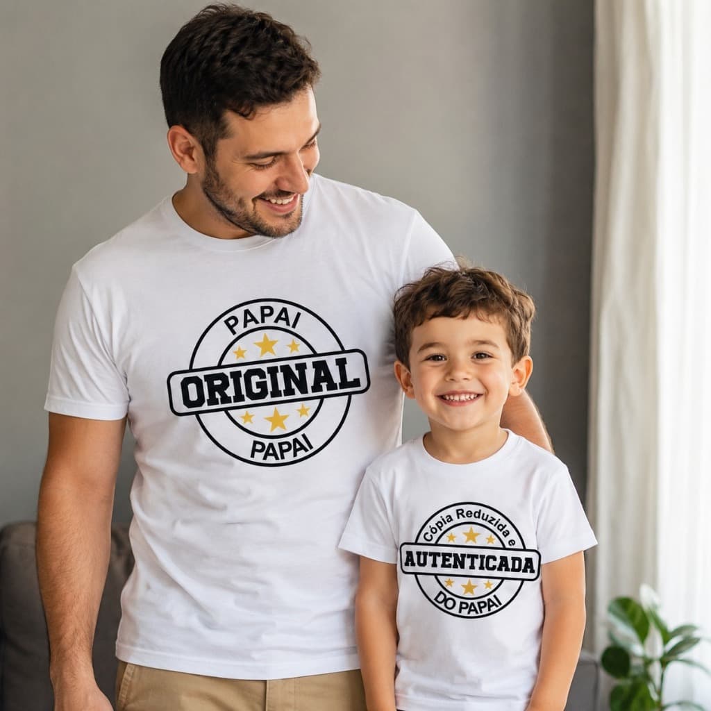 Camisa Pai e Filho Cópia Autenticada Kit Com 2 Peças Masculino e Infantil Envio Hoje Combo