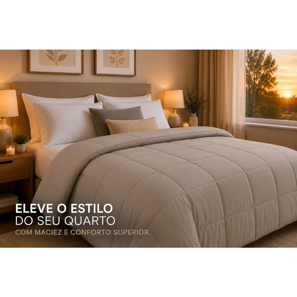 Edredom Casal Queen Dupla Face Microppercal 400 Fios Liso Macio Luxo 2,20x2,40