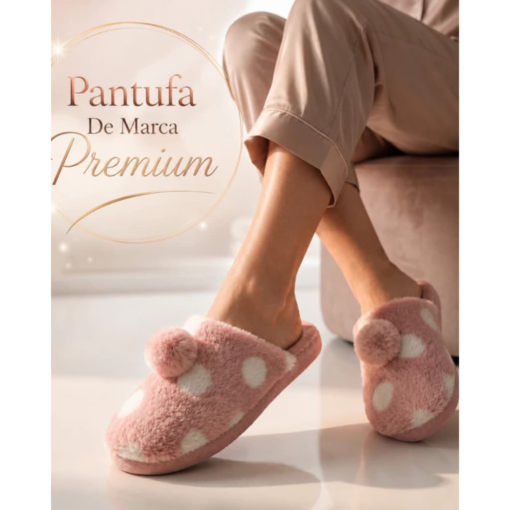 Pantufa Feminina Lã Premium Solado Borracha Grosso Antiderrapante Quentinha Conforto Top Inverno