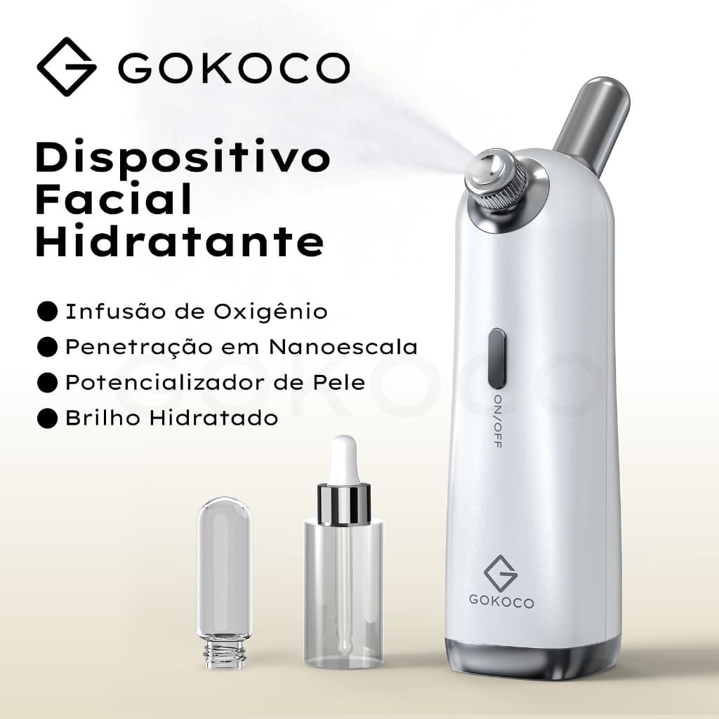 GOKOCO Pulverizador Nano Facial Portátil Névoa UItrafina Para Skincare e Maquiagem USB-C