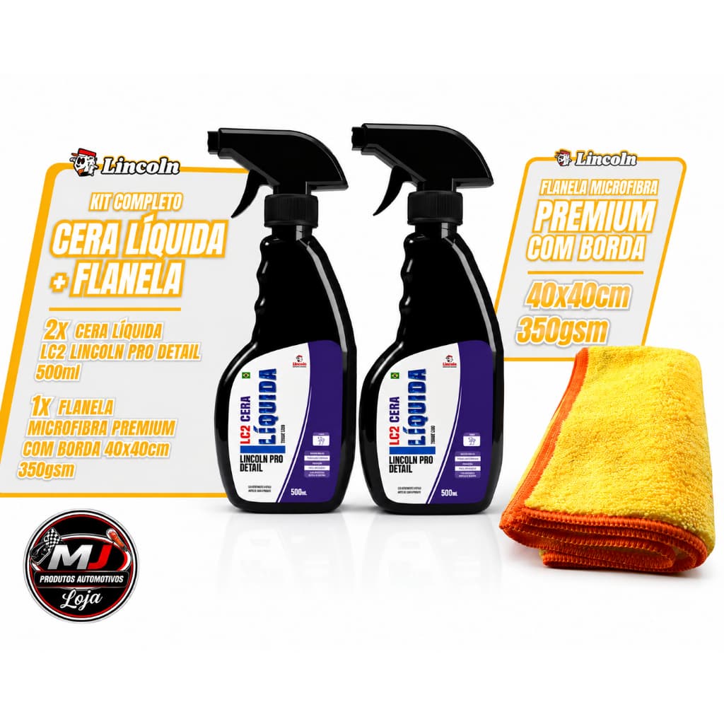 Kit 2x Cera Lincoln LC2 Spray + Flanela Premium Microfibra Lincoln