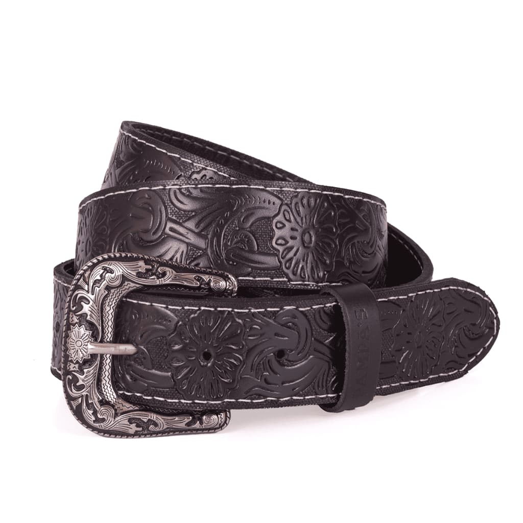 Cinto Feminino De Couro Country Floral Com Fivela Removivel Estampa Floral Entalhado Boiadeira