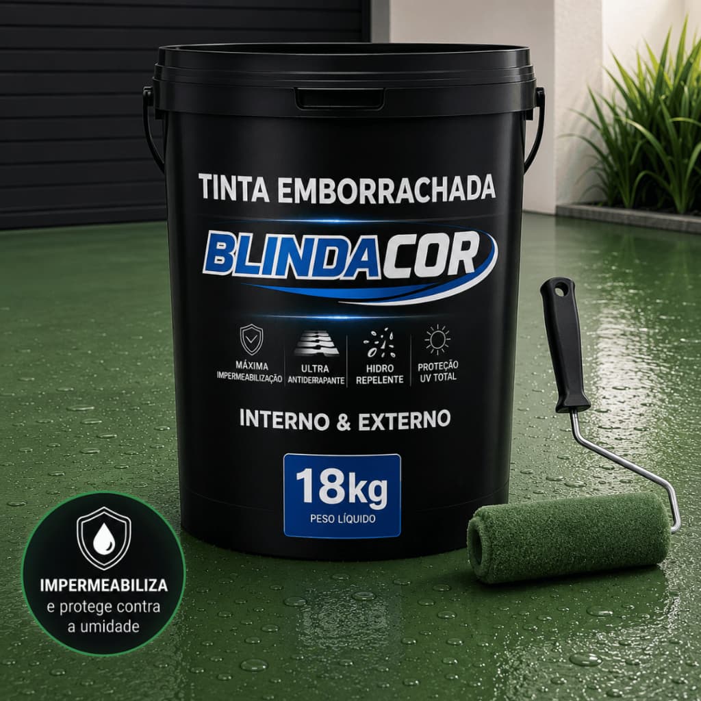 Tinta Emborrachada Para Piso 18KG Alta Resistência Impermeabilizante BlindaCor Área Externa