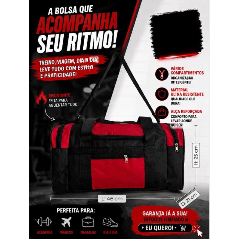 bolsa mala tamanho M viagem passeio treino academia