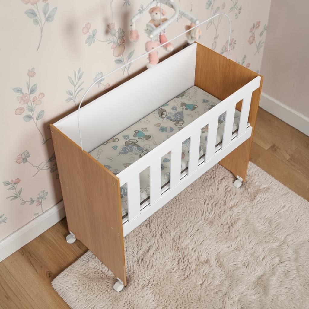 Mini Berço De Bebê Chiqueirinho 5 em 1 Quarto Infantil Com Ridízios E Colchão Qualidade Premium