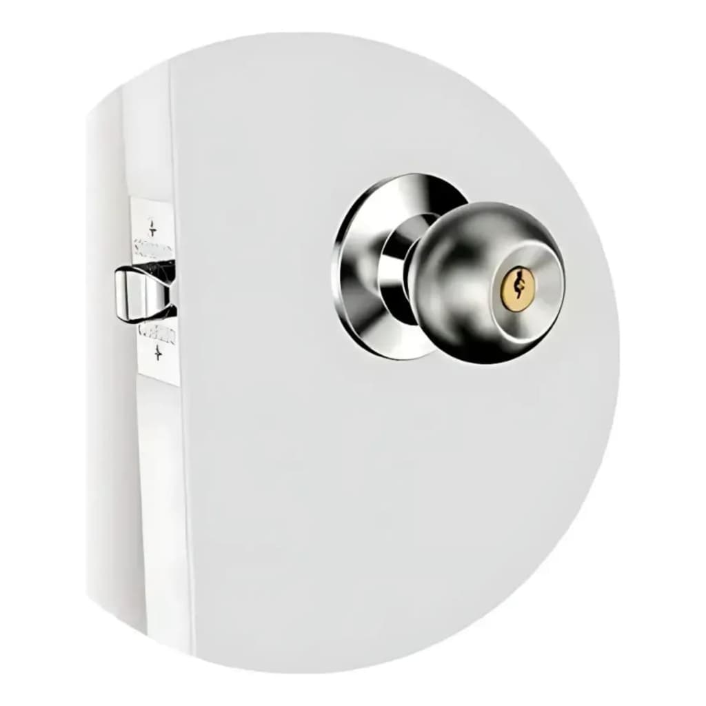 Fechadura Porta Divisória Cilíndrica Bola 90mm Inox Escovado