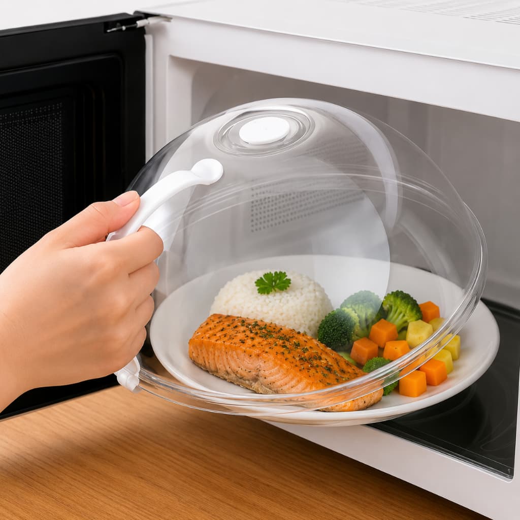 Tampa Para Microondas Com Alça Anti Respingo Protetora de Alimentos Valvula de Vapor