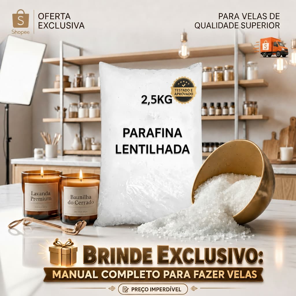 PARAFINA LENTILHADA  2,5Kg 100% PURA P/VELAS PERFUMADAS DECORATIVAS C/ MANUAL PRODUÇÃO MUITAS DICAS