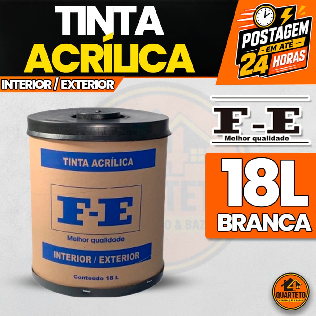 Tinta Acrílica Econômica Barrica 18kg Rendimento Premium F-E Uso Interno e Externo