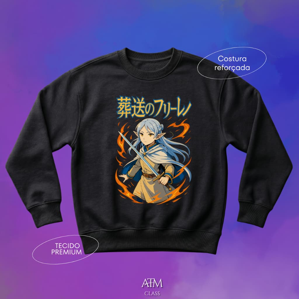 Moletom Casual anime Frieren: Beyond Journey's tecido premium postagem rápida