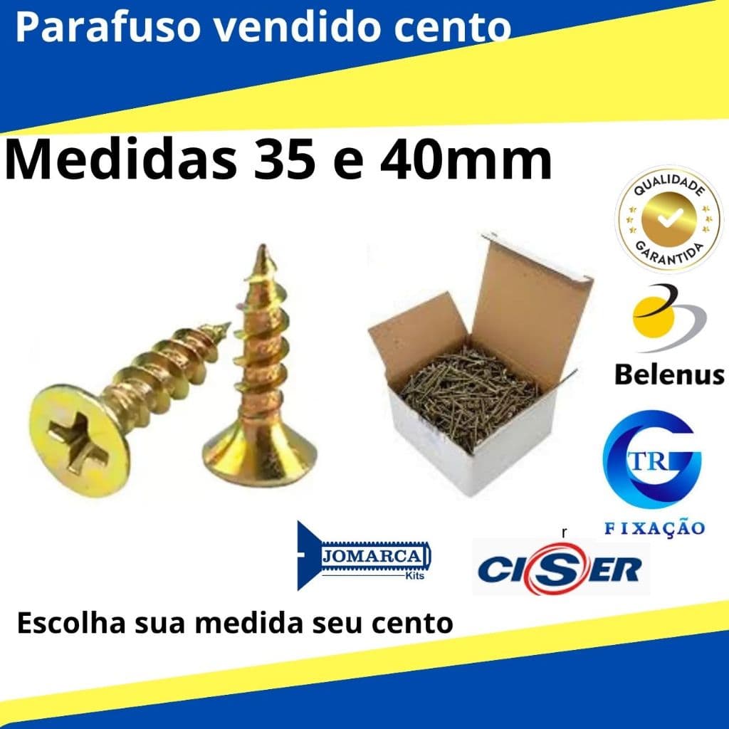 Parafusos chip boards cento de 3,5mm e 4,0mm( 16 ao 40 ) próprio para madeira e marcenaria