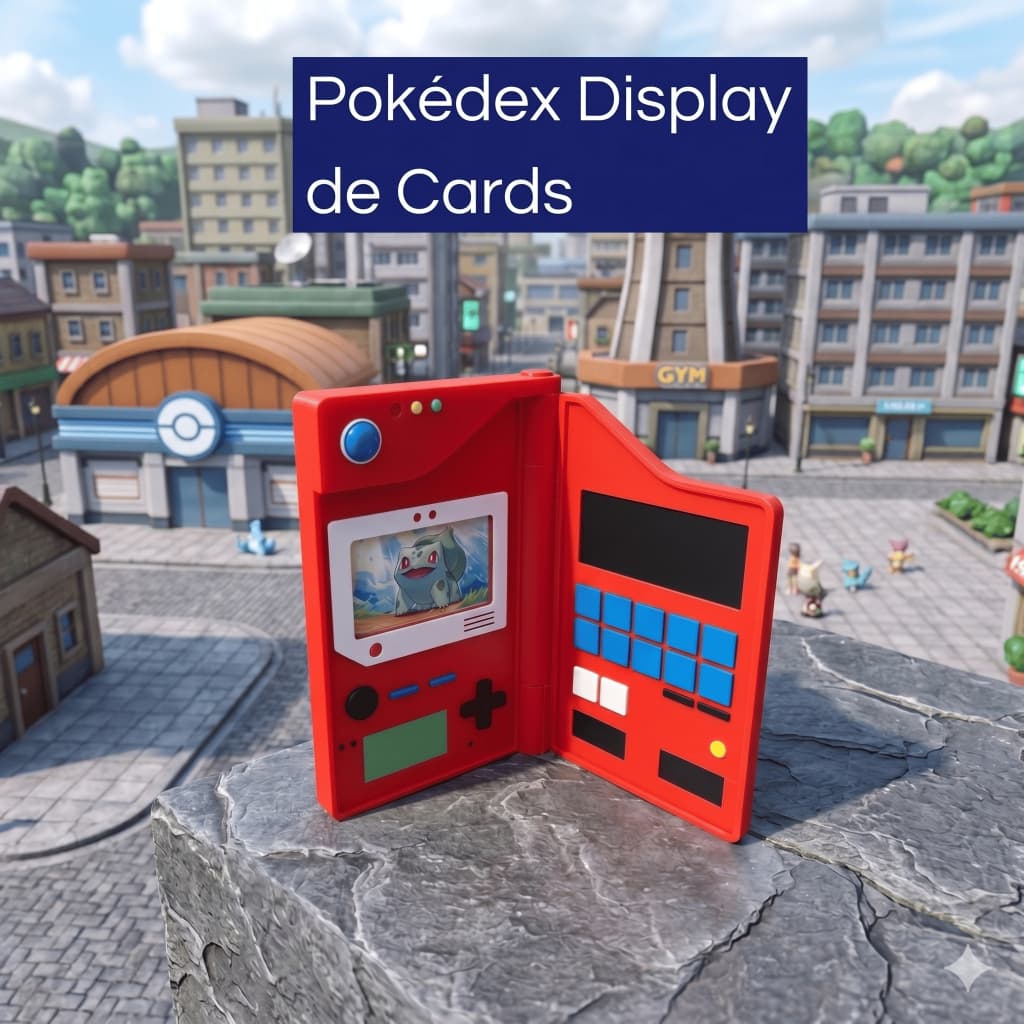 Porta Cartas Pokémon Pokédex - Display 1 Carta TCG - Estojo Suporte Expositor Colecionador Geek