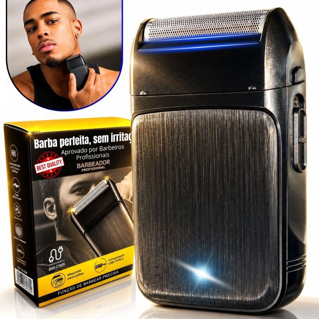 Barbeador Elétrico Profissional USB-C Sem Fio Recarregável Anti-Irritação Para Barba e Acabamento
