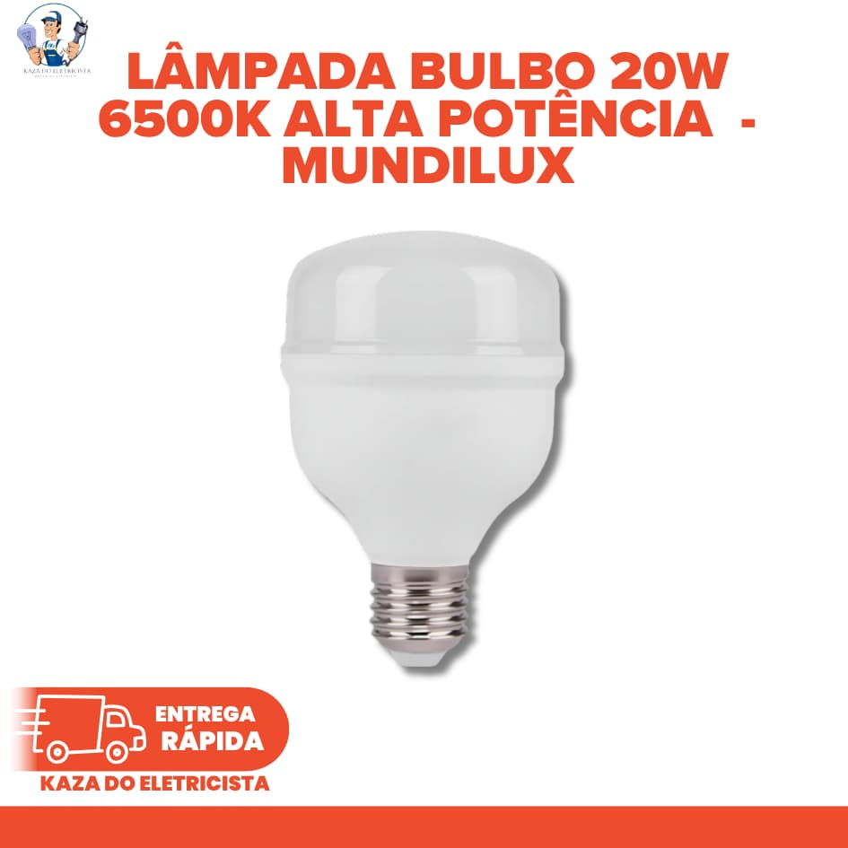 KIT COM 10 Lâmpada Bulbo Alta Potência 20W E27 6500K Bivolt 00113 – Mundilux 1.800 lúmens