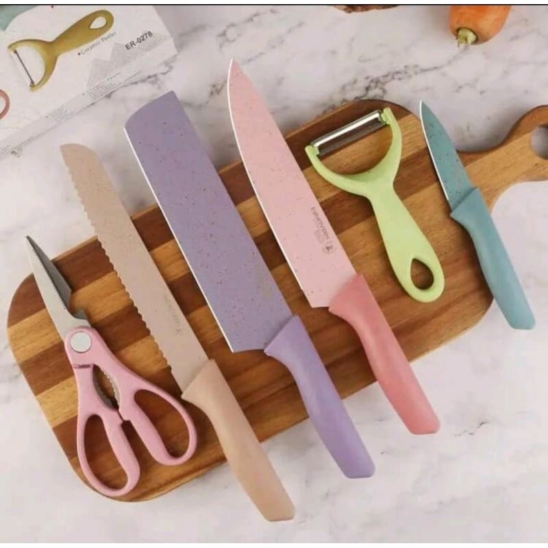 Facas de Cozinha Coloridas  6 Peças