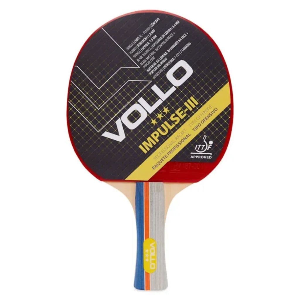 Raquete Ping Pong Impulse III Profissional Estrutura 7 Camadas Ofensivo Vollo