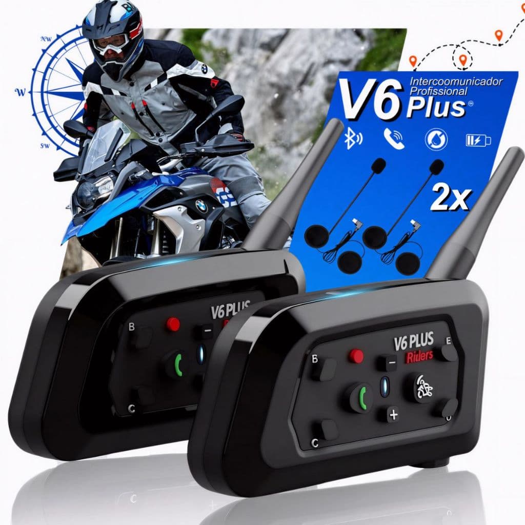 Par Intercomunicador V6plus Com Fone e Microfone Capacete Moto Bluetooth Pro