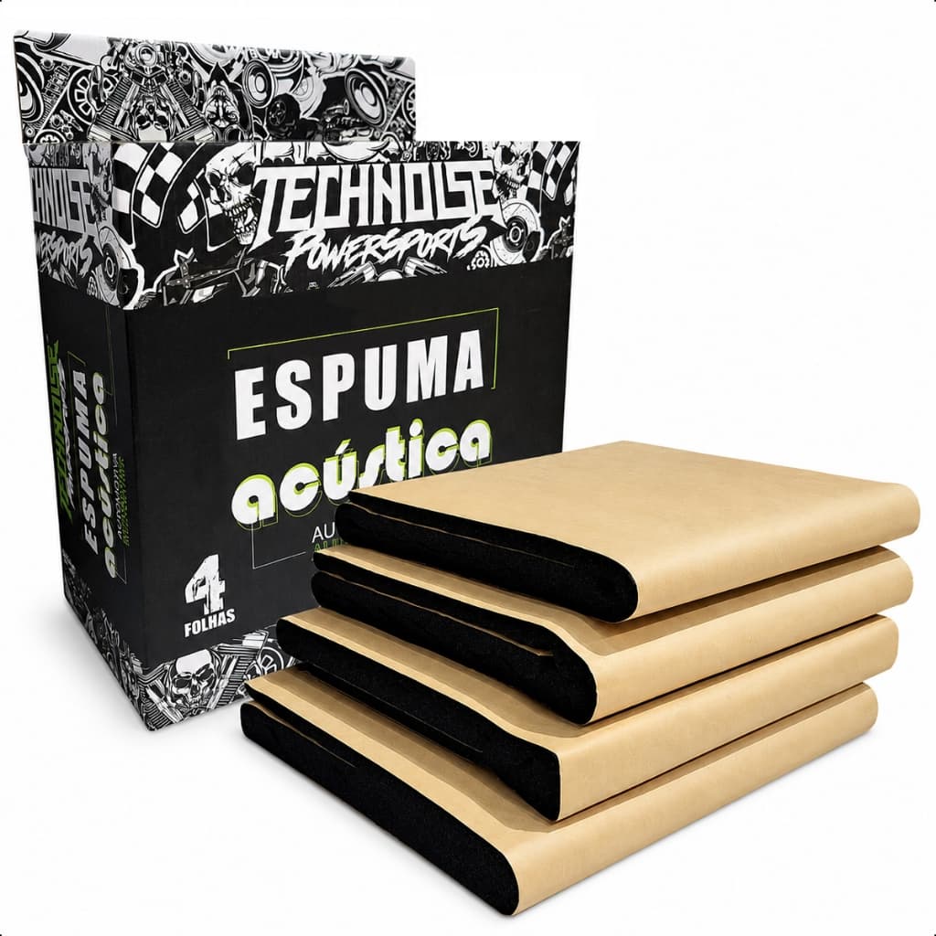 Kit 4 Folhas Espuma Acústica Technoise 23MM Anti Umidade A Prova d´agua Aqua Block Portas Teto Mala