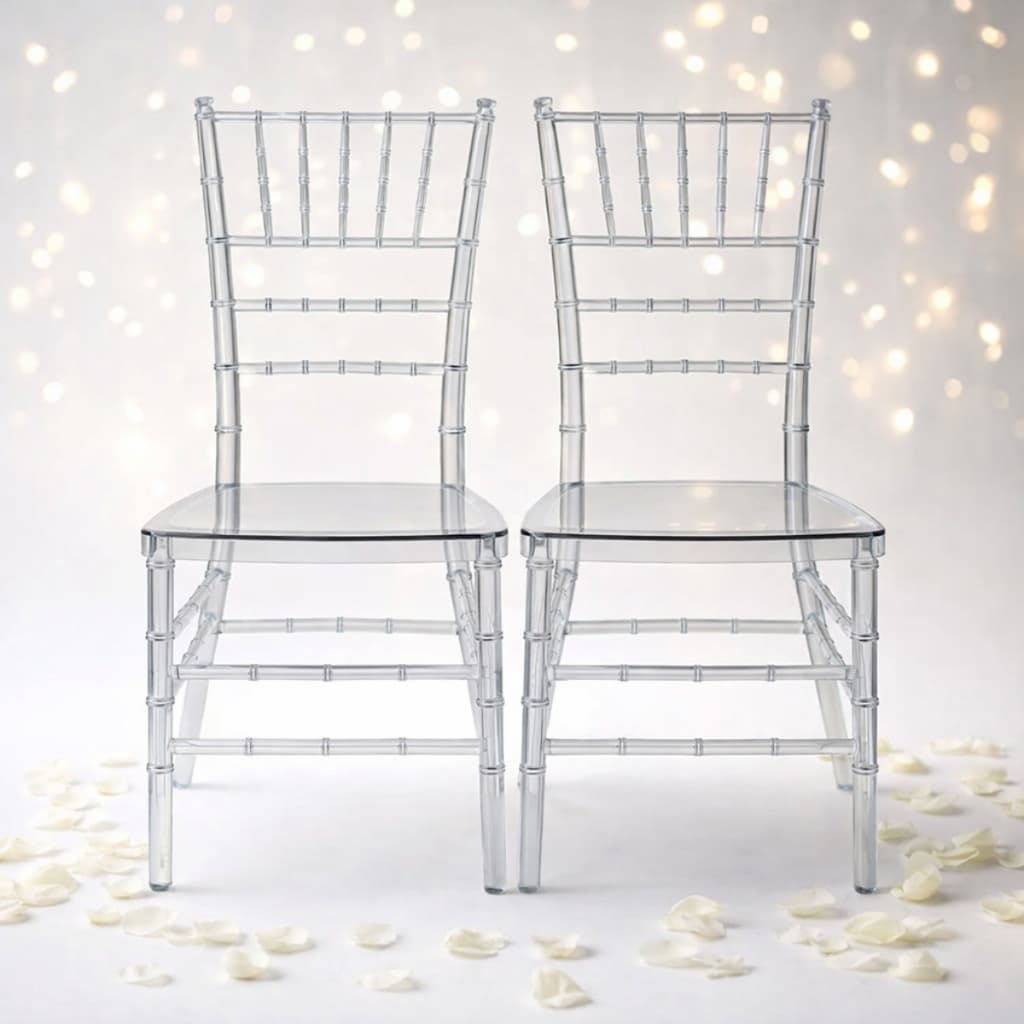 Kit 2 Cadeiras Tiffany Cristal Transparente Cadeira Para Casamento Festa Buffet Evento Restaurante Jantar Salao Luxo