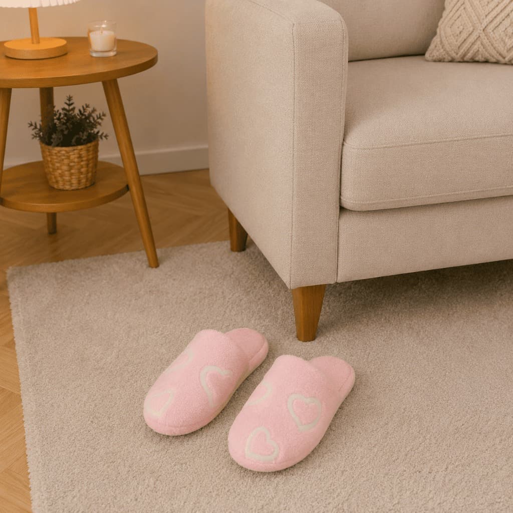 Pantufa Feminina Peluciada Nuvem Coração Inverno Chinelo Quentinho Macio Antiderrapante Confortável Casa