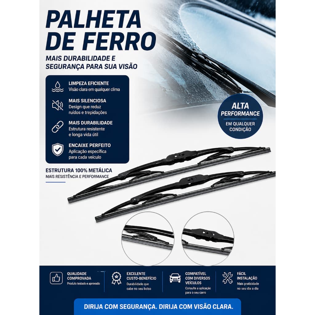 Par Palhetas de Ferro Originais Chevrolet Limpador De Parabrisa