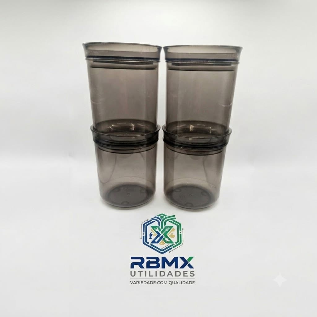 Kit 4 potes Herméticos Empilháveis Fumê 800mL