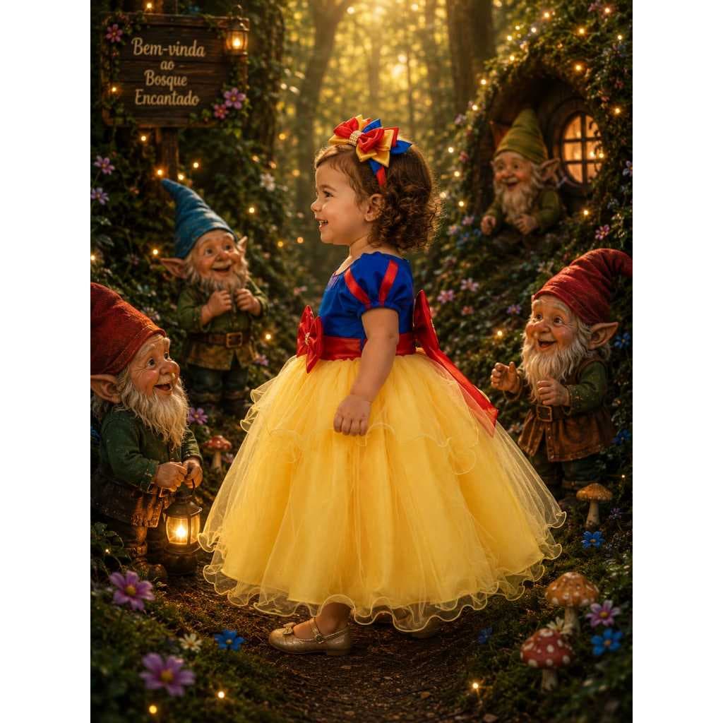 Vestido Infantil Branca De Neve Princesa Festa Luxo 1 Ao 3