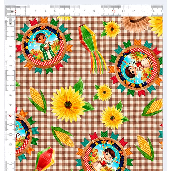 Tecido Tricoline Junino Santinhos  Xadrez  SÃO JOÃO  - 50 cm x 1,50 m - PARA FAZER VESTIDO E ROUPAS JUNINAS 100% algodão