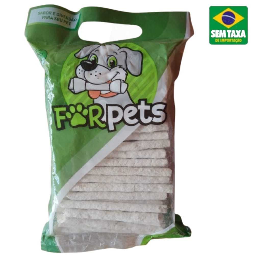 Osso Palito de Couro Forpets 1Kg  - Petisco para Cães Mordedor Natural