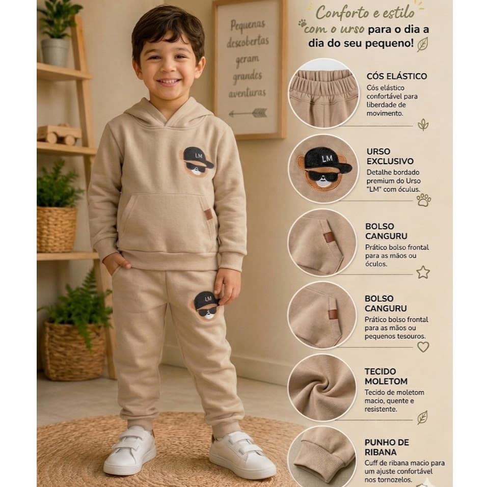 Conjunto Infantil Moletom Manga Longa Premium "" - Estilo e Máximo Conforto! 🐻