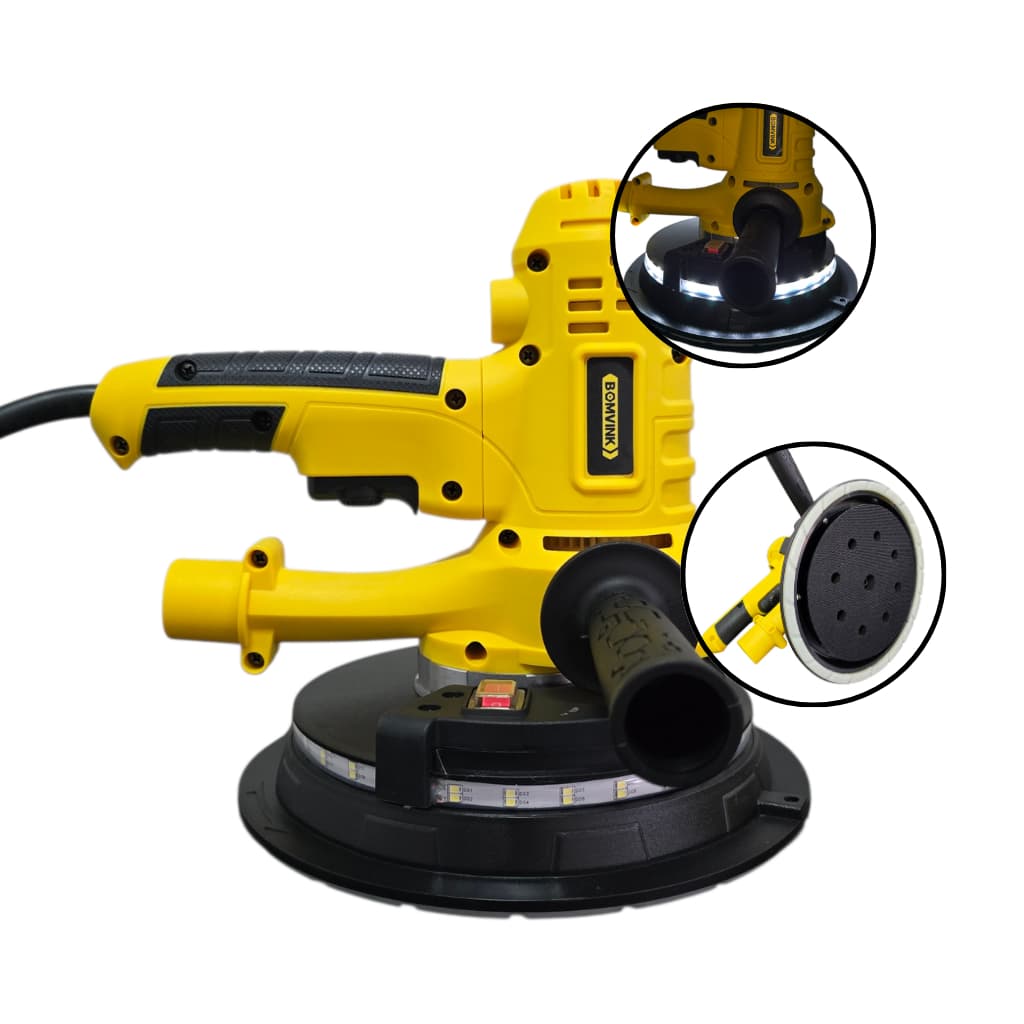 Lixadeira De Parede E Teto Bomvink 750w 110v Com Fita De LED Integrada Aspirador E Kit De Acessórios
