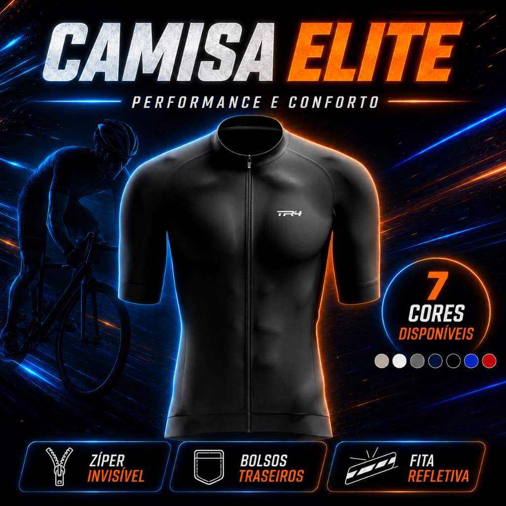 Camisa Masculina Bike Ciclismo Zíper Total Premium Manga Curta Elite Pedal